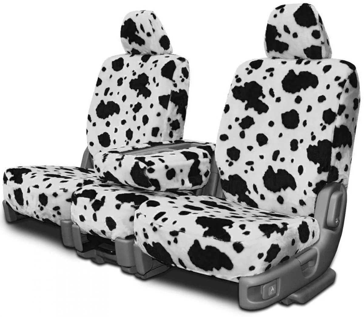 Animal Velour Custom Seat Covers - Cow Black - Middle Seat