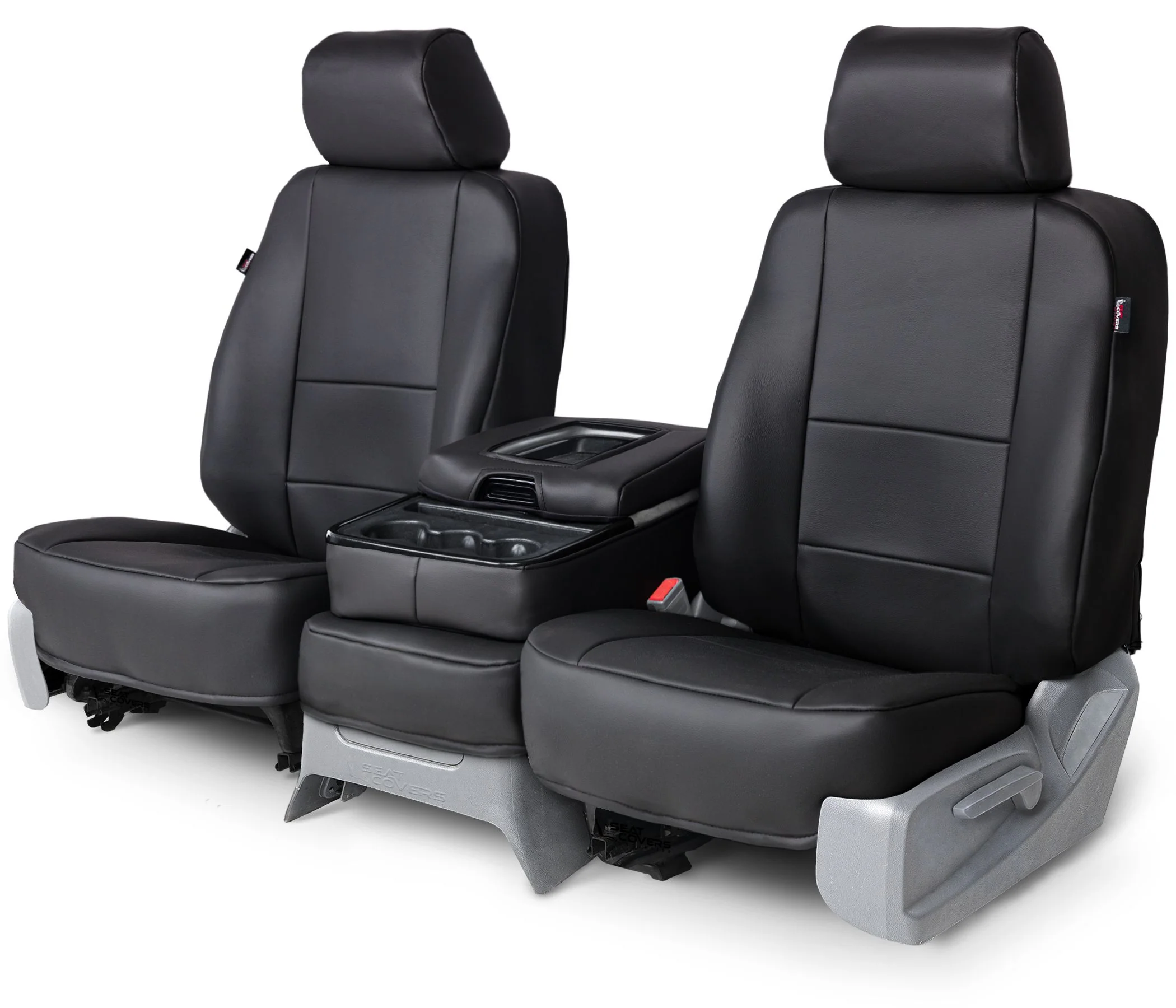 Leatherette Custom Seat Covers - Black - Front Seat