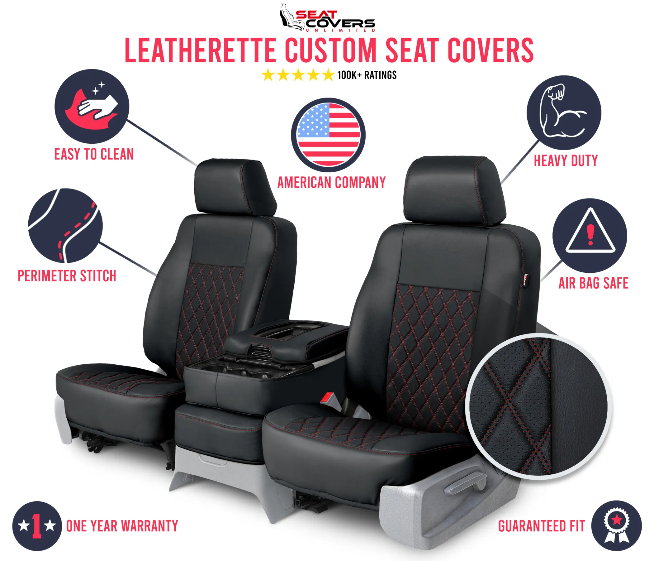 Leatherette - Quilted Custom Seat Covers - Image 38
