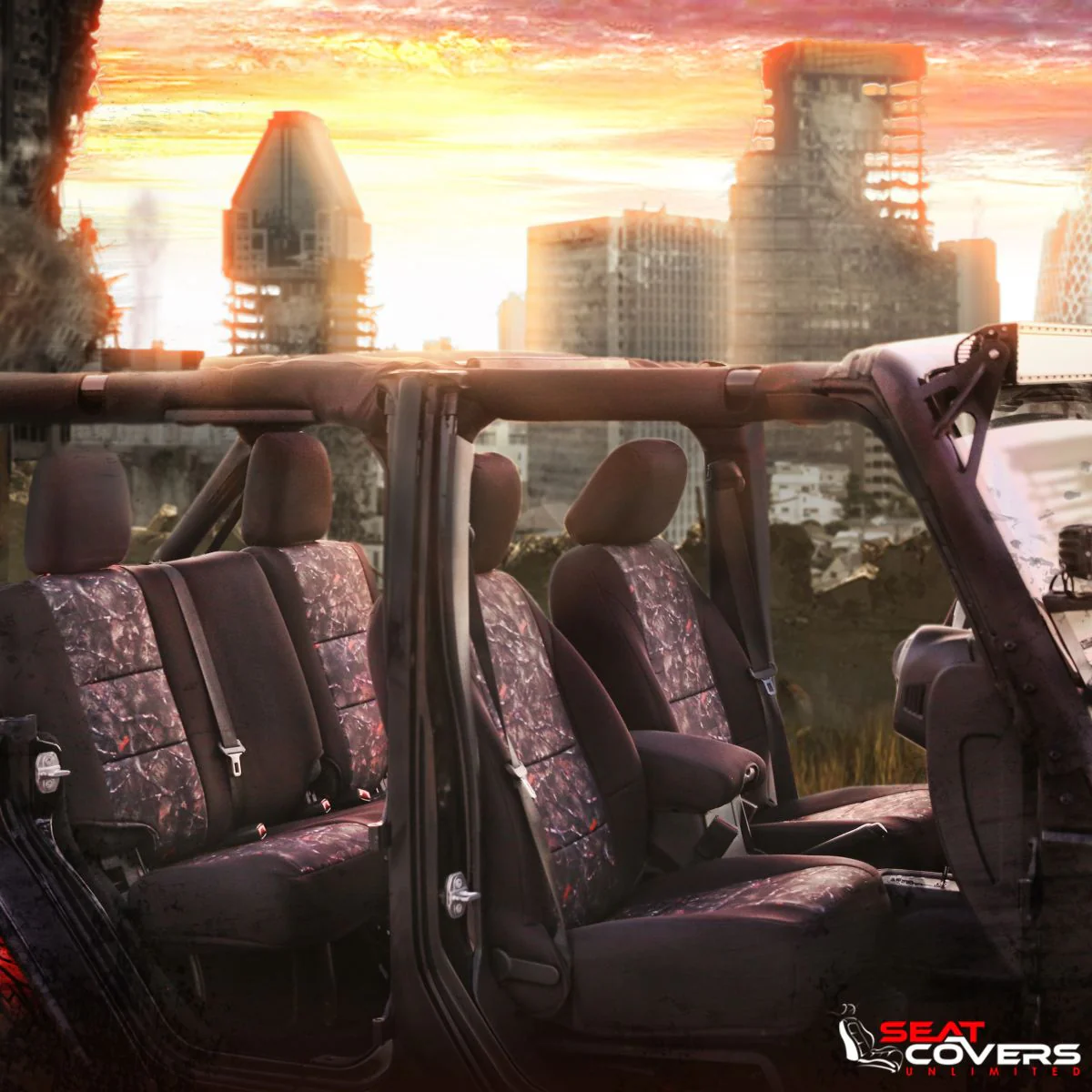 Zombieflage Camo Custom Seat Covers - Brainstorm - Front Seat